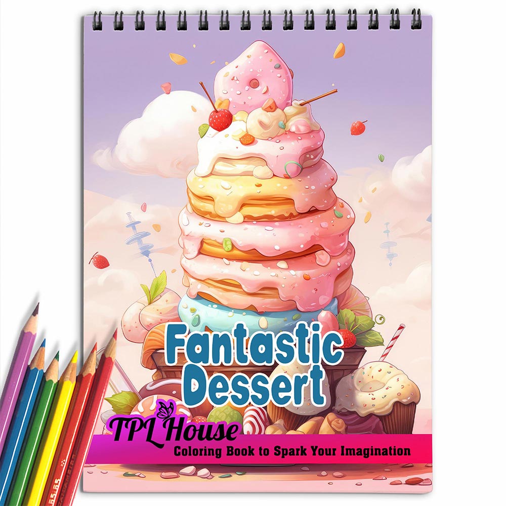TPLHOUSE Fantastic Dessert Coloring Book for Adult