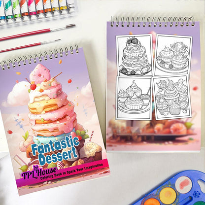 TPLHOUSE Fantastic Dessert Spiral Coloring Book for Adult