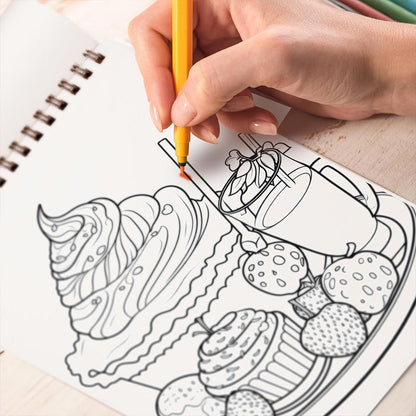 TPLHOUSE Fantastic Dessert Coloring Book Spiral Bound for Adult