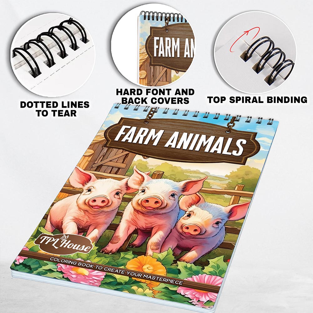 TPLHOUSE Farm Animals Coloring Pages for Adult
