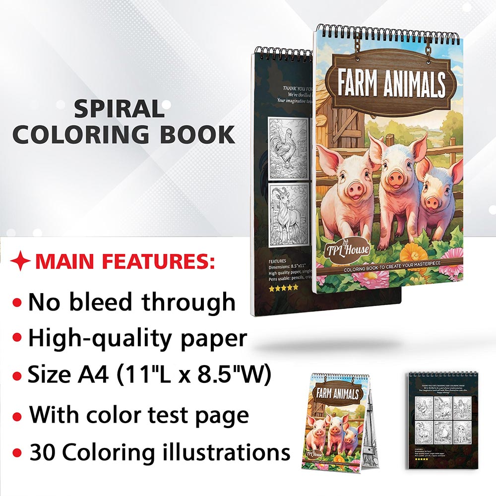 TPLHOUSE Farm Animals Coloring Sheets for Adult