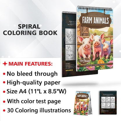 TPLHOUSE Farm Animals Coloring Sheets for Adult