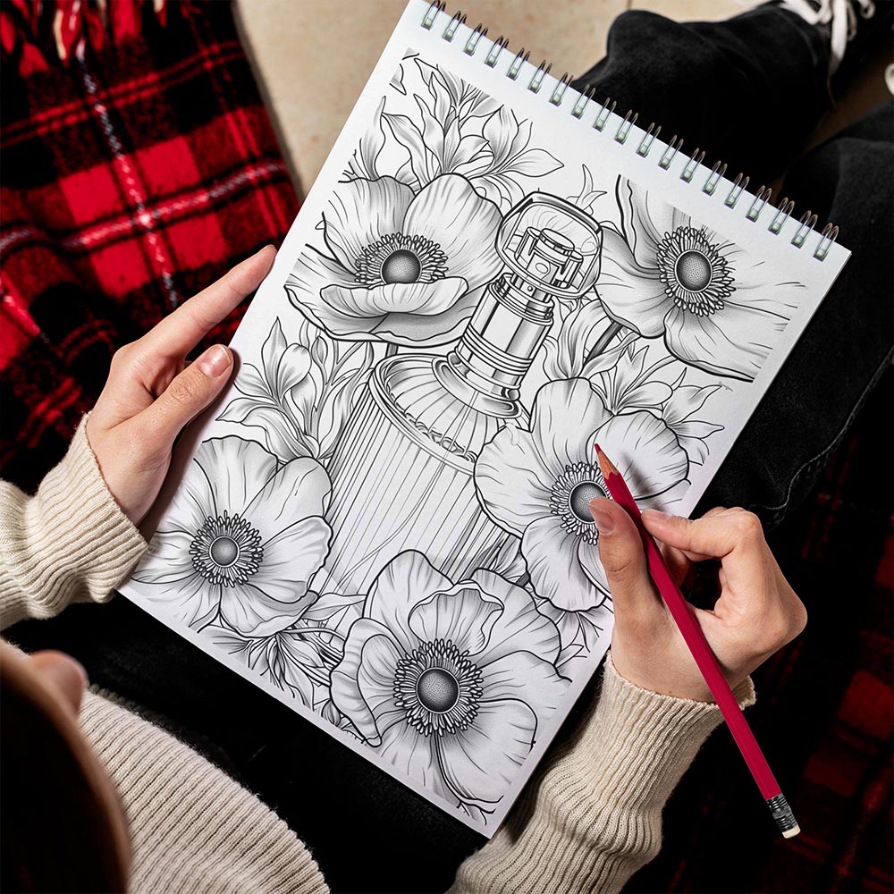 TPLHOUSE Floral Perfume Spiral Bound Coloring Book for Adults