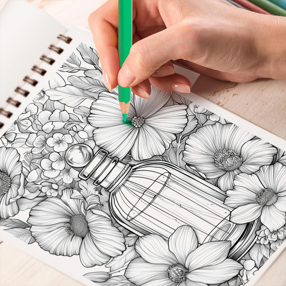 TPLHOUSE Floral Perfume Coloring Book Spiral Bound for Adults