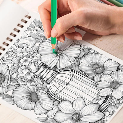 TPLHOUSE Floral Perfume Coloring Book Spiral Bound for Adults