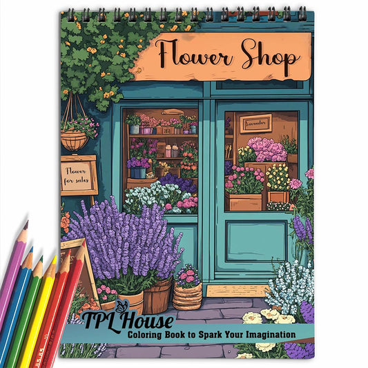TPLHOUSE Flower Shop Coloring Book for Adults