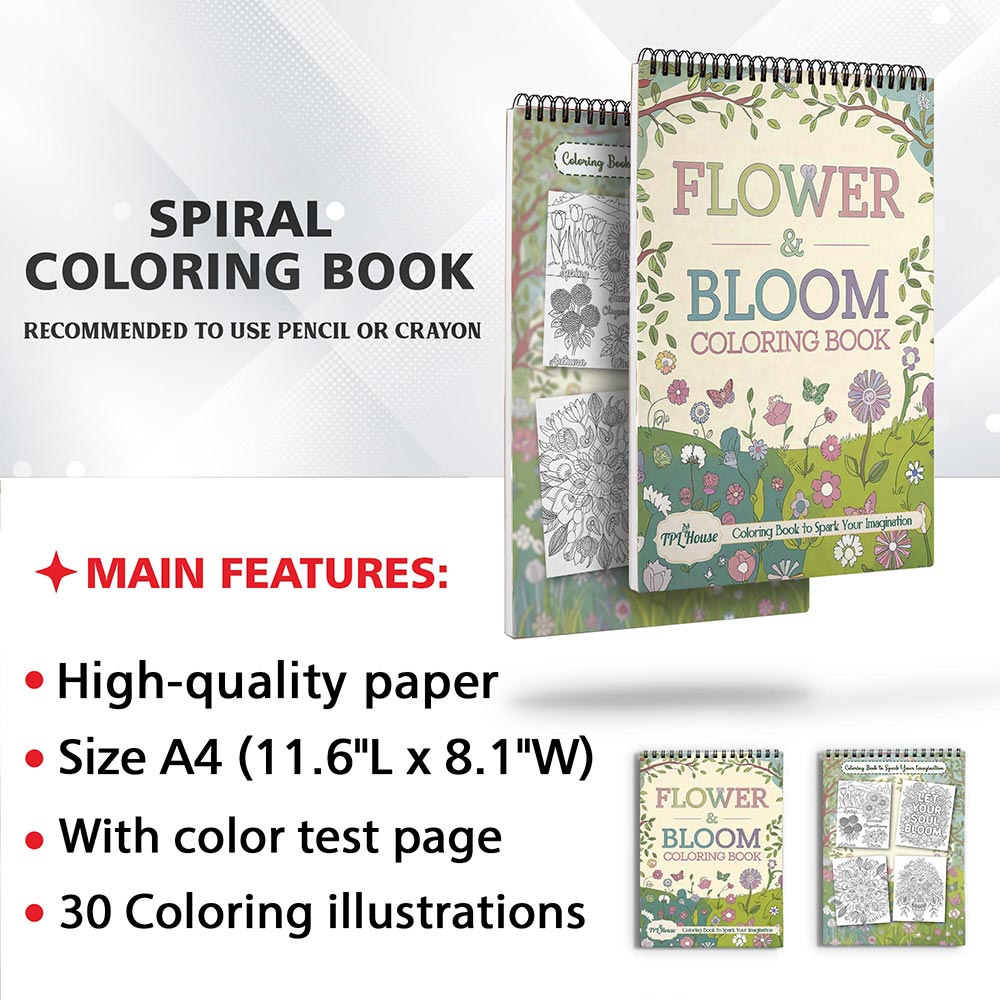 TPLHOUSE Flower & Bloom Coloring Sheets for Adults