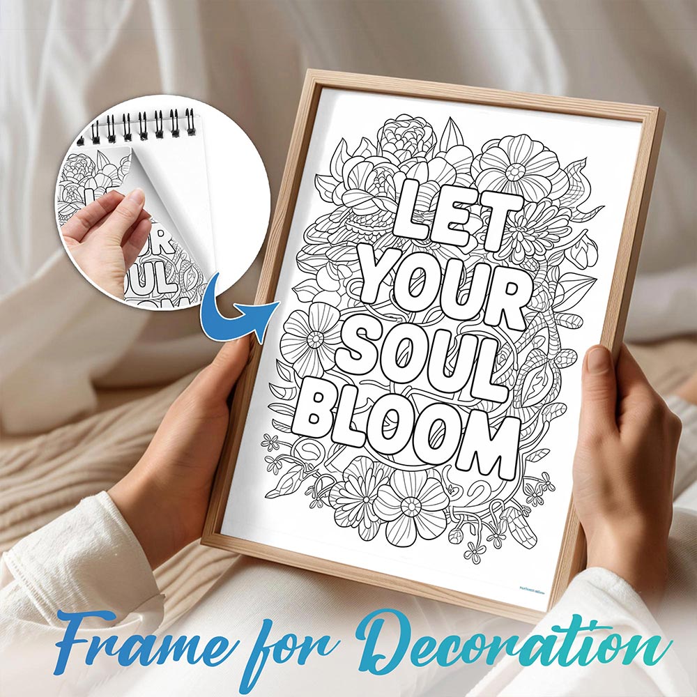 TPLHOUSE Flower & Bloom Spiral Bound Coloring Book for Adults