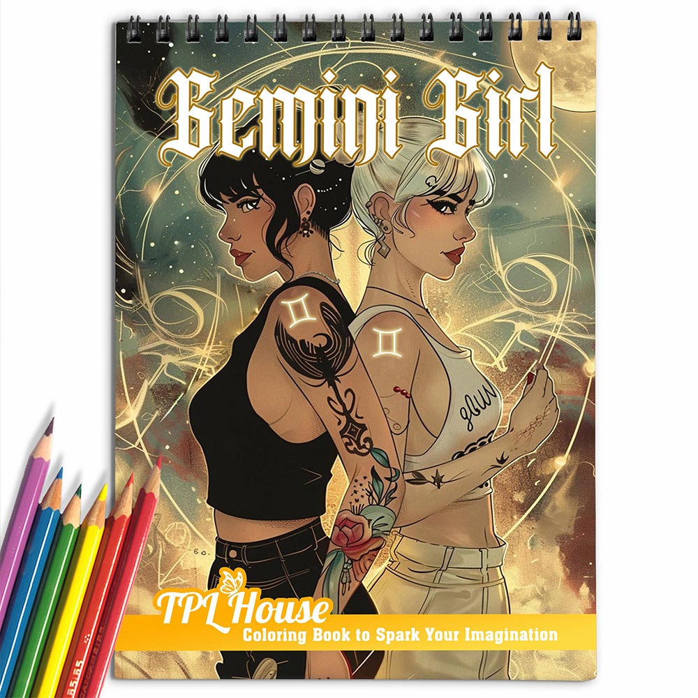 TPLHOUSE Gemini Girl Coloring Book for Adults