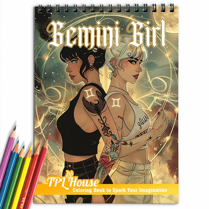 TPLHOUSE Gemini Girl Coloring Book for Adults