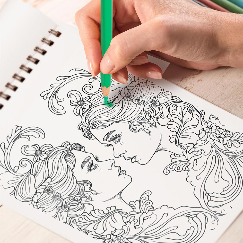 TPLHOUSE Gemini Girl Coloring Book Spiral Bound for Adults