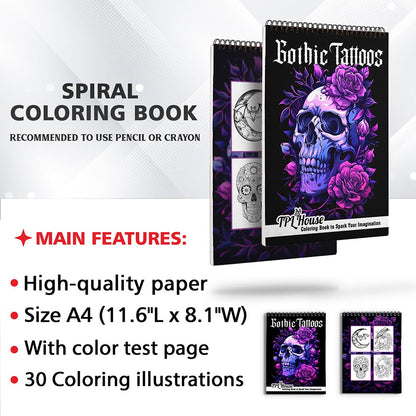 TPLHOUSE Gothic Tattoos Coloring Sheets for Adults