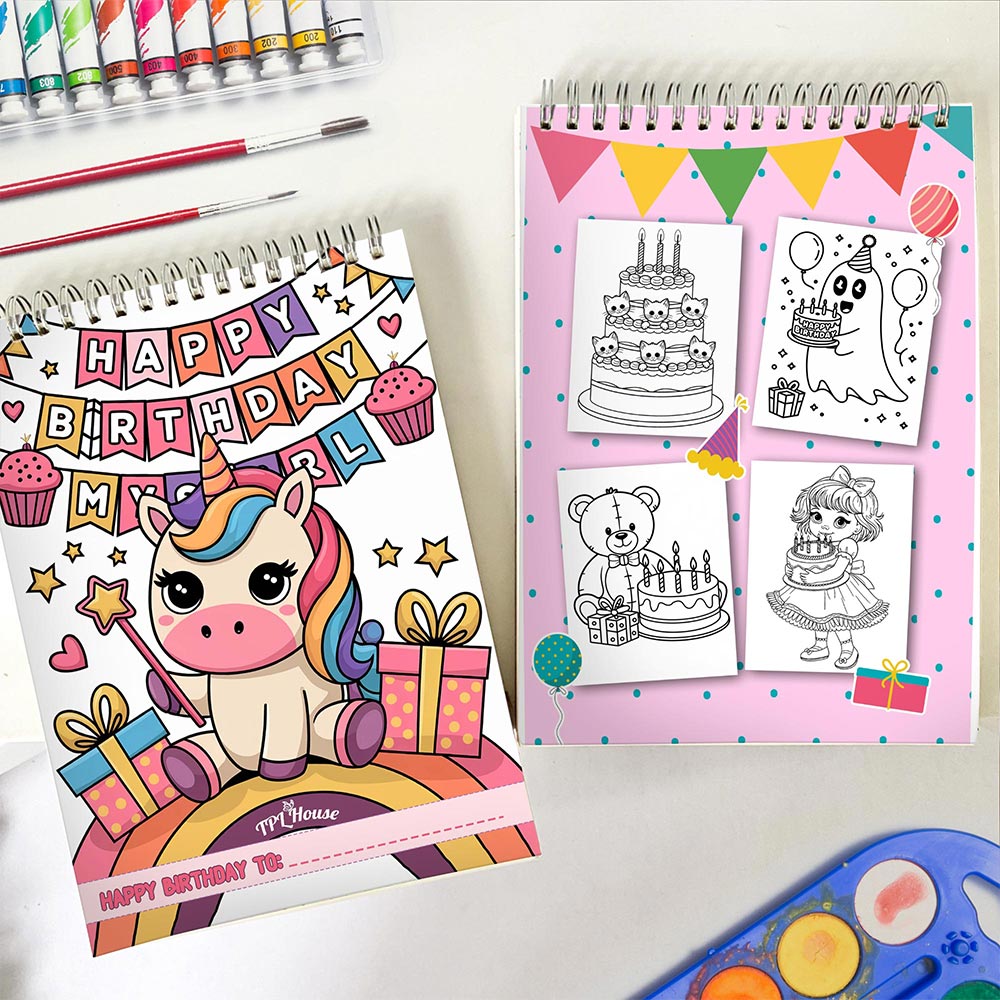 TPLHOUSE Happy Birthday My Girl Spiral Coloring Book for Girl