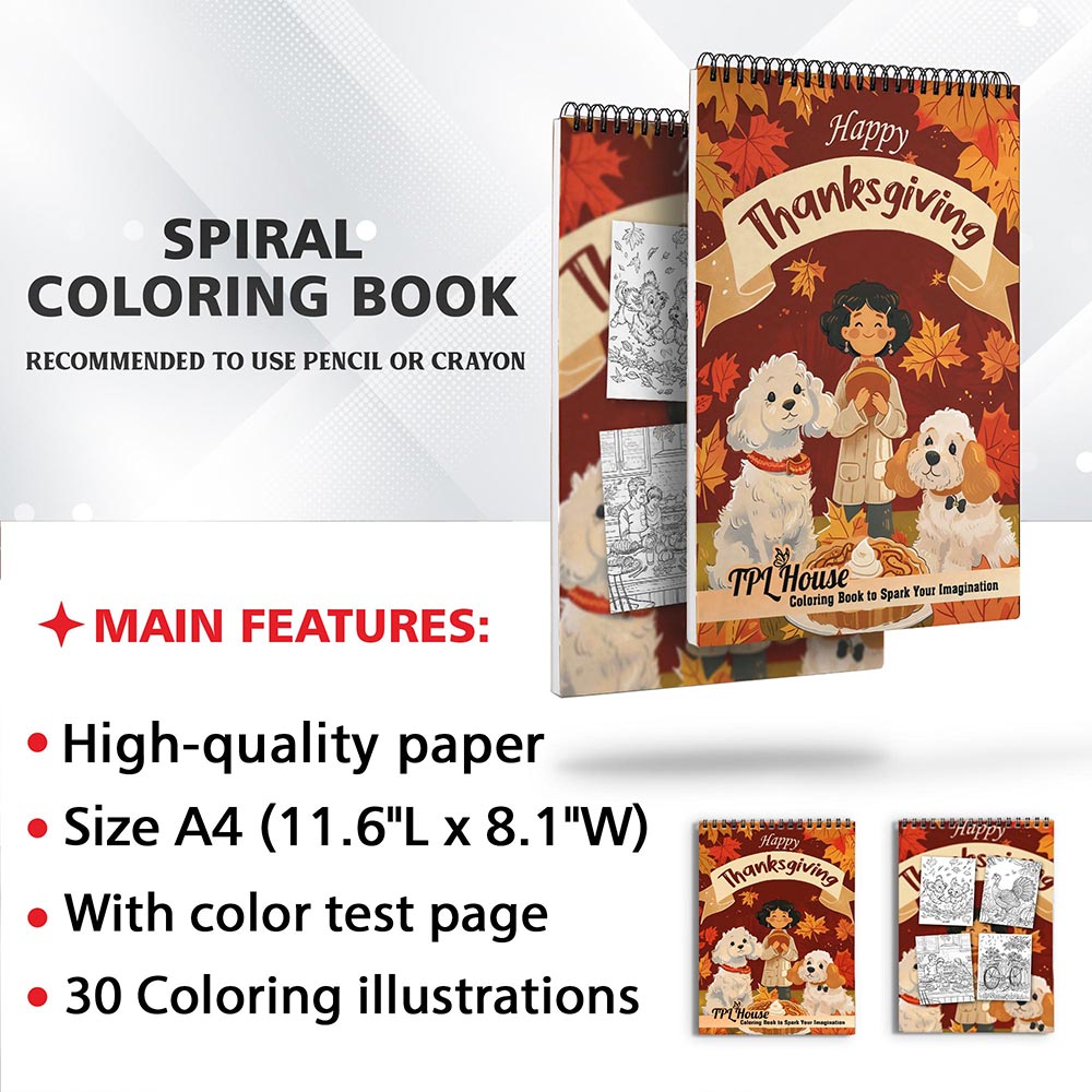 TPLHOUSE Happy Thanksgiving Coloring Sheets for Adults