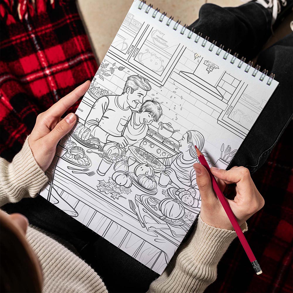 TPLHOUSE Happy Thanksgiving Spiral Bound Coloring Book for Adults