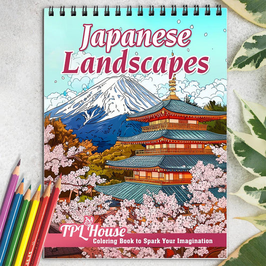 TPLHOUSE Japanese Landscapes Coloring Book for Adults