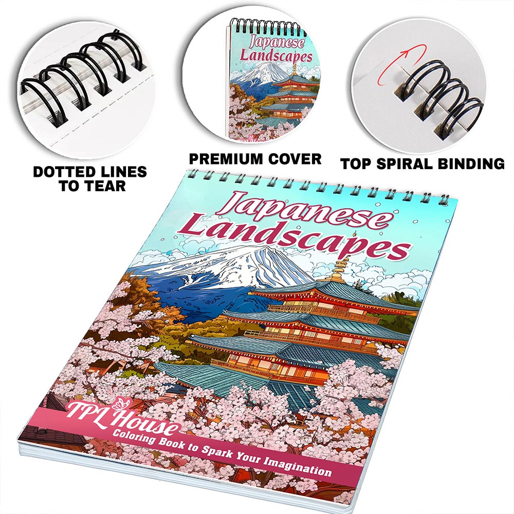 TPLHOUSE Japanese Landscapes Coloring Pages for Adults