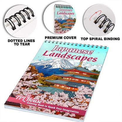 TPLHOUSE Japanese Landscapes Coloring Pages for Adults