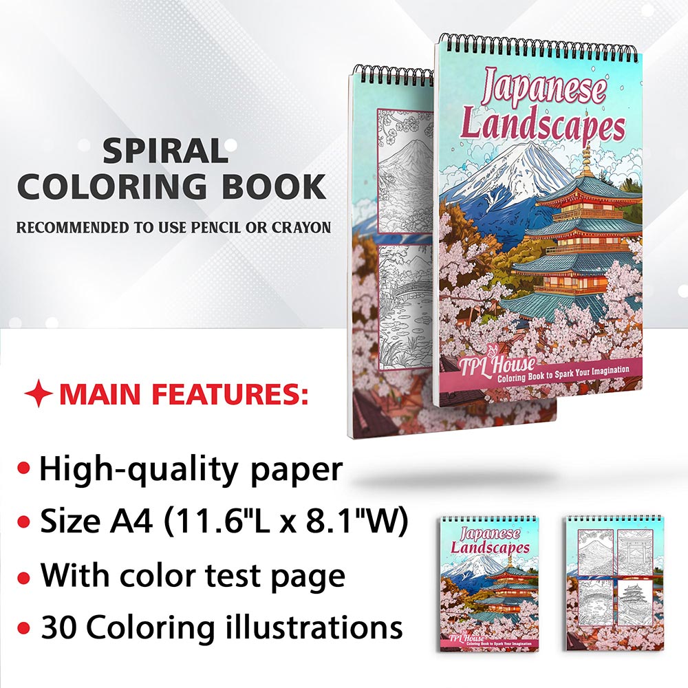 TPLHOUSE Japanese Landscapes Coloring Sheets for Adults