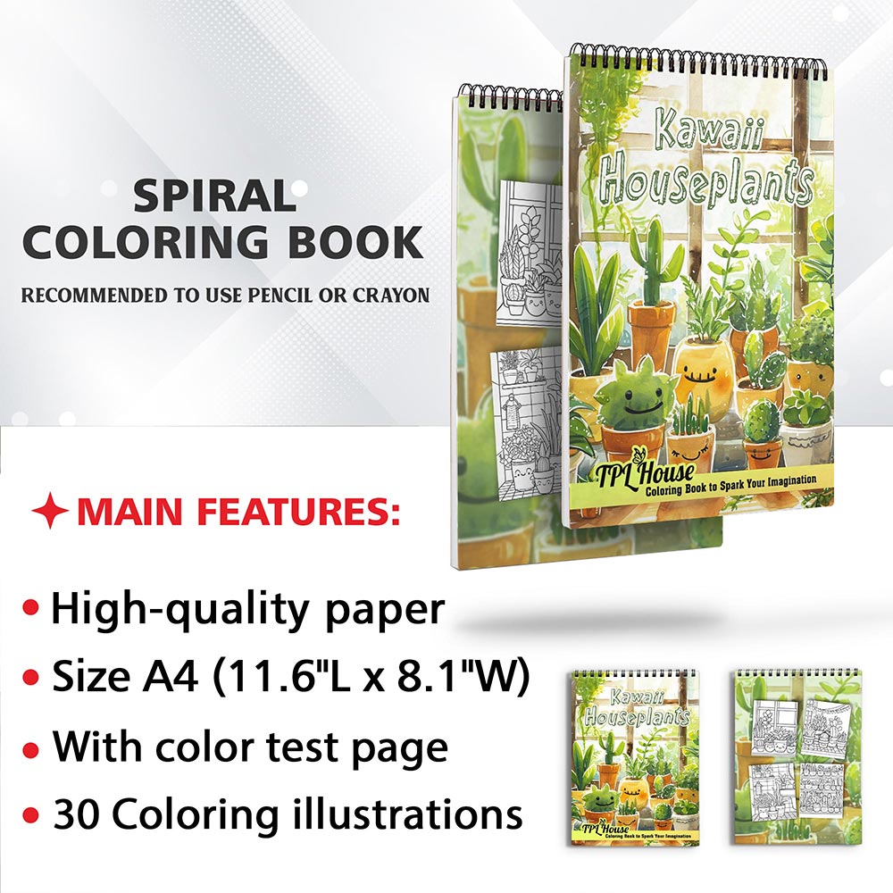 TPLHOUSE Kawaii Houseplants Coloring Sheets for Adults