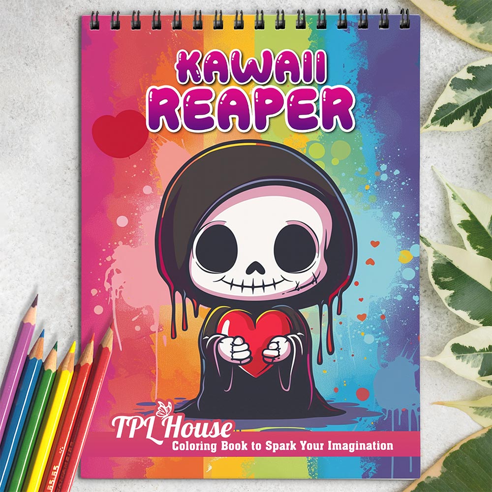 TPLHOUSE Kawaii Reaper Coloring Book for Adults