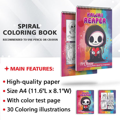 TPLHOUSE Kawaii Reaper Coloring Sheets for Adults