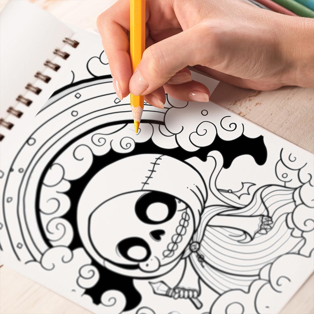 TPLHOUSE Kawaii Reaper Coloring Book Spiral Bound for Adults