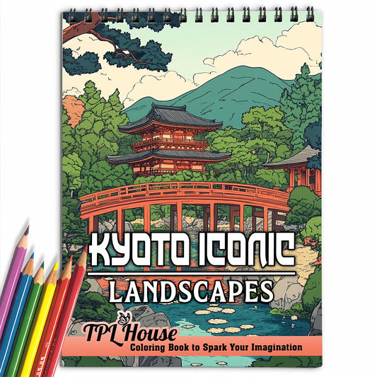 TPLHOUSE Kyoto Iconic Landscapes Coloring Book for Adult