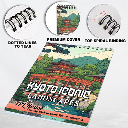TPLHOUSE Kyoto Iconic Landscapes Coloring Pages for Adult