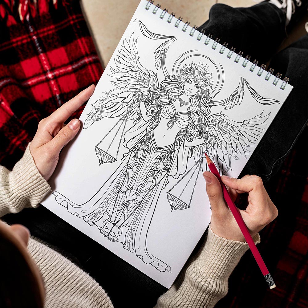TPLHOUSE Libra Girl Spiral Bound Coloring Book for Adults