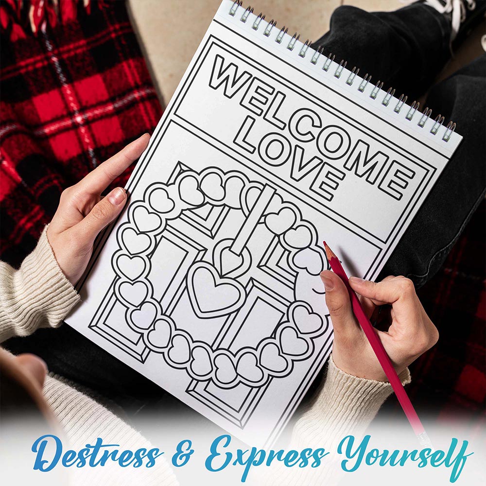 TPLHOUSE Love & Happiness Coloring Book Spiral Bound for Adults