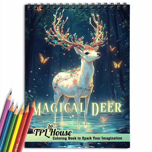 TPLHOUSE Magical Deer Coloring Book for Adults