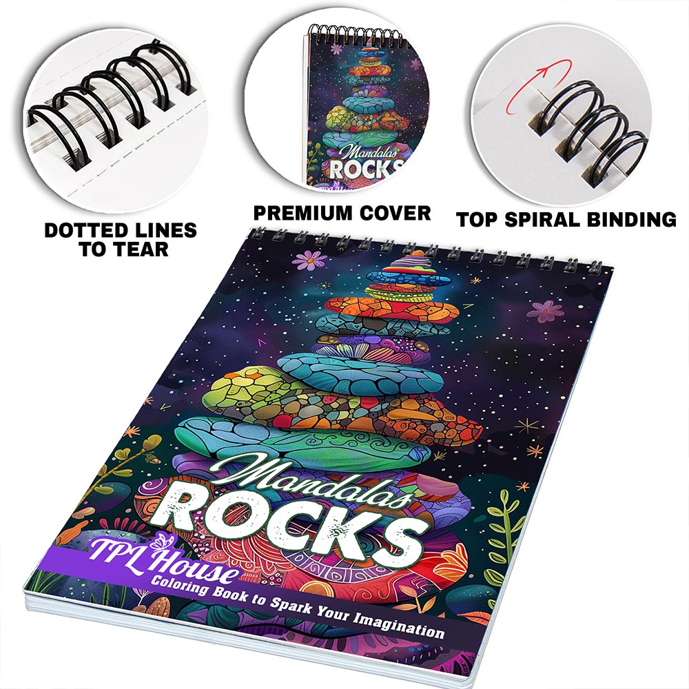 TPLHOUSE Mandalas Rocks Coloring Pages for Adults