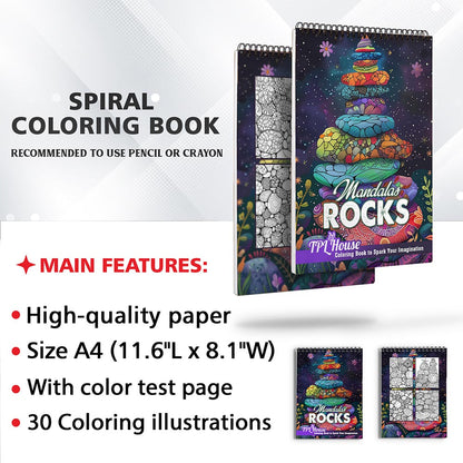 TPLHOUSE Mandalas Rocks Coloring Sheets for Adults