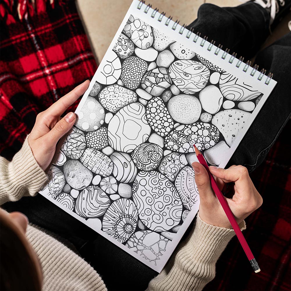 TPLHOUSE Mandalas Rocks Spiral Bound Coloring Book for Adults