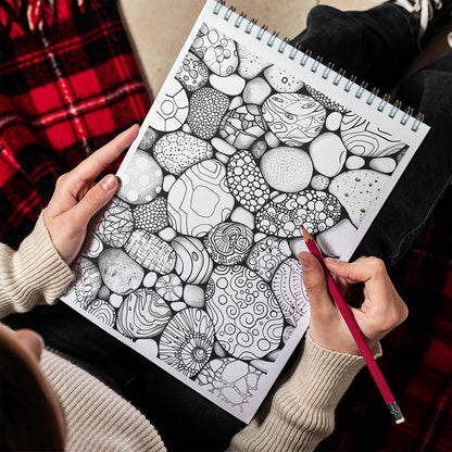 TPLHOUSE Mandalas Rocks Spiral Bound Coloring Book for Adults