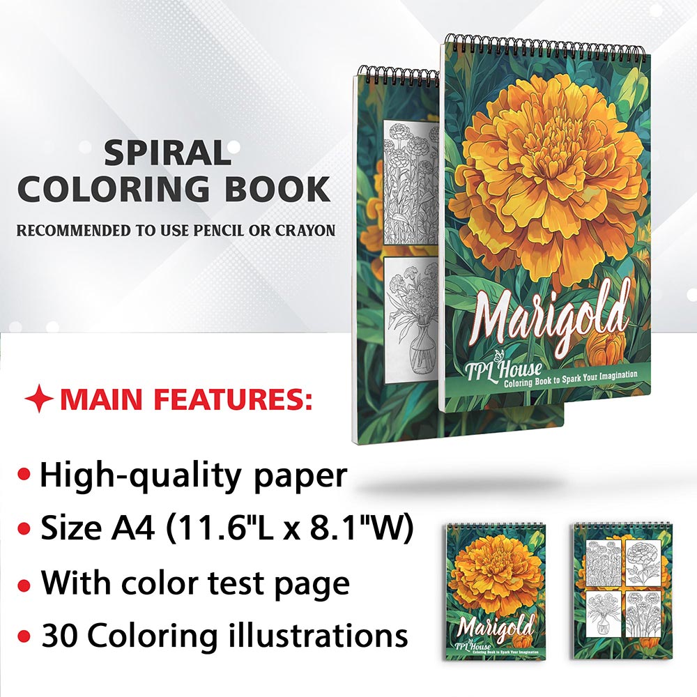 TPLHOUSE Marigold Coloring Sheets for Adults