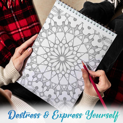 TPLHOUSE Mindfulness Mandala Coloring Book Spiral Bound for Adults