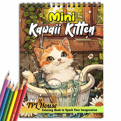 TPLHOUSE Mini Kawaii Kitten Coloring Book for Adults