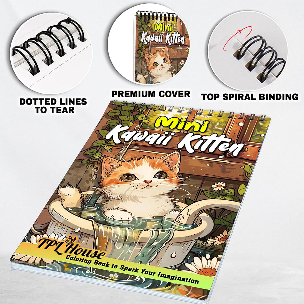 TPLHOUSE Mini Kawaii Kitten Coloring Pages for Adults
