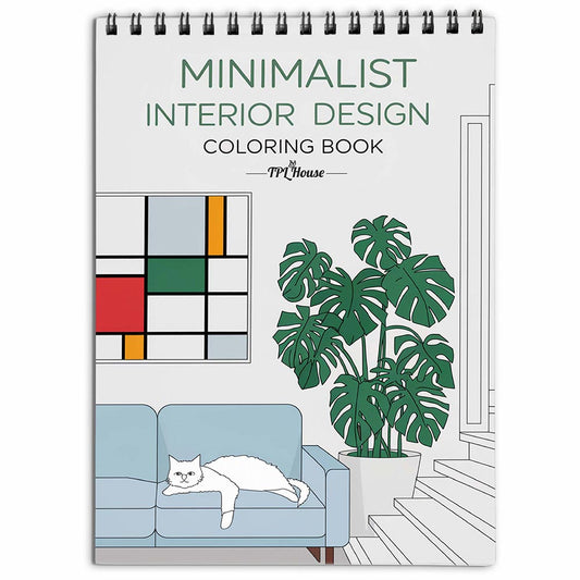 TPLHOUSE Minimalist Interior Design Coloring Book for Adults