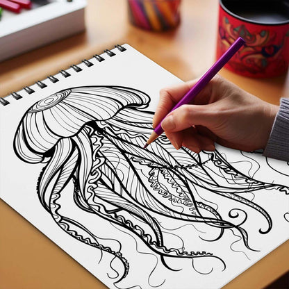 TPLHOUSE Minimalist Ocean Coloring Book Spiral Bound for Adults