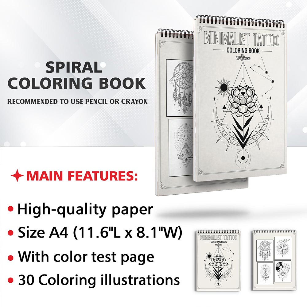 TPLHOUSE Minimalist Tattoo Coloring Sheets for Adults