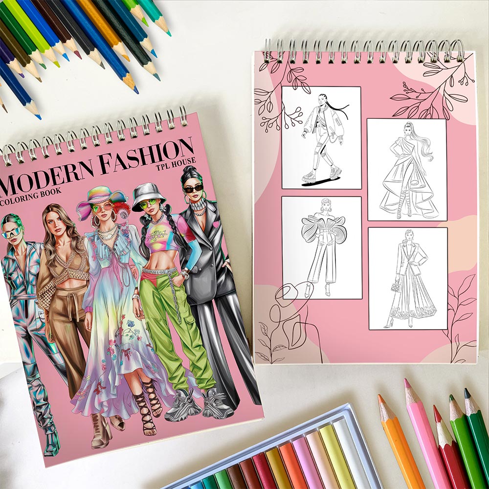 TPLHOUSE Modern Fashion Spiral Coloring Book for Adults