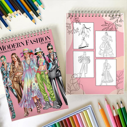 TPLHOUSE Modern Fashion Spiral Coloring Book for Adults