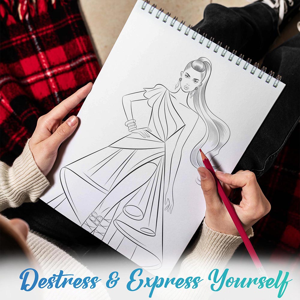 TPLHOUSE Modern Fashion Coloring Book Spiral Bound for Adults