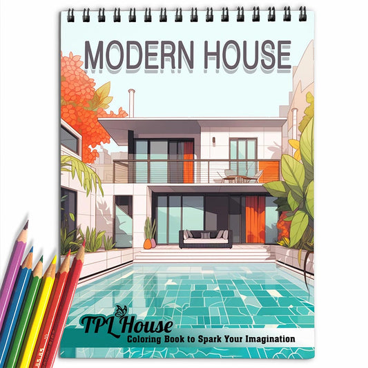 TPLHOUSE Modern House Coloring Book for Adult