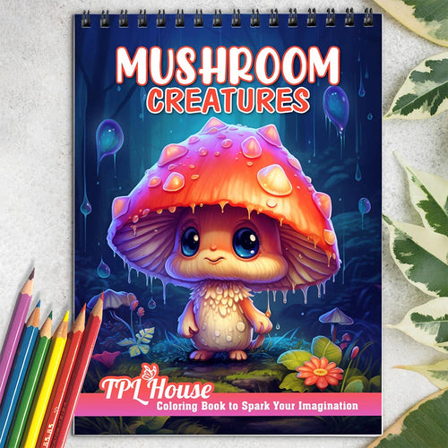 TPLHOUSE Mushroom Creatures Coloring Book for Adults