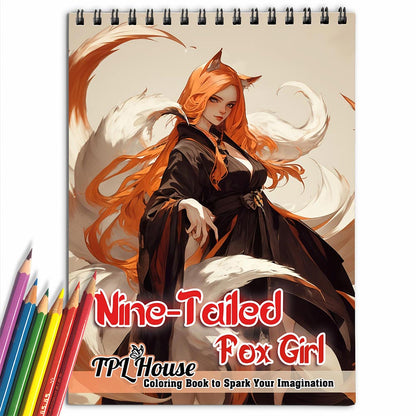 TPLHOUSE Nine-Tailed Fox Girl Coloring Book for Adult