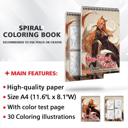 TPLHOUSE Nine-Tailed Fox Girl Coloring Sheets for Adult